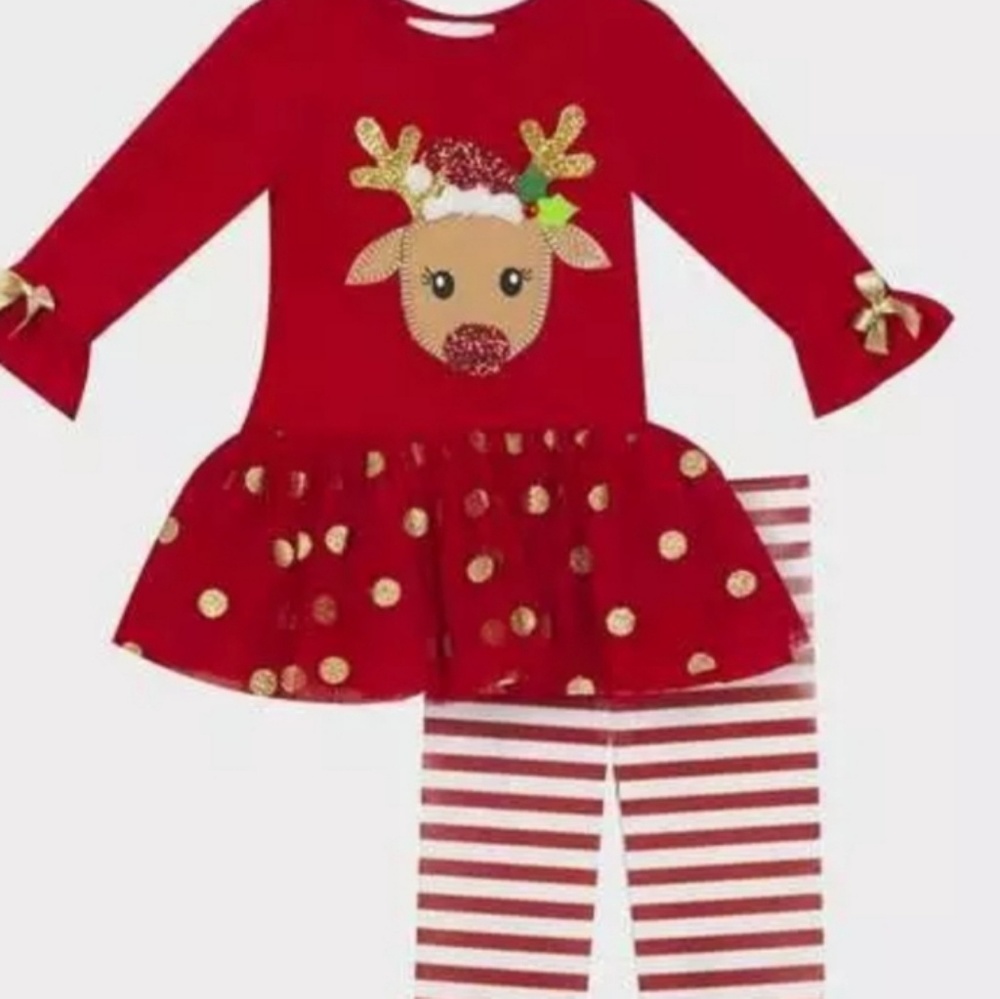 RARE EDITIONS CHRISTMAS  REINDEER & LEGGINGS SET